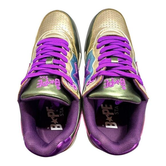 A Bathing Ape BAPE Roadsta Metallic Green Purple Size 9.5 1I20191006 Sta New Box - Picture 13 of 14